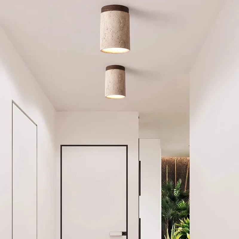 Leme Travertine Stone Ceiling Lamp