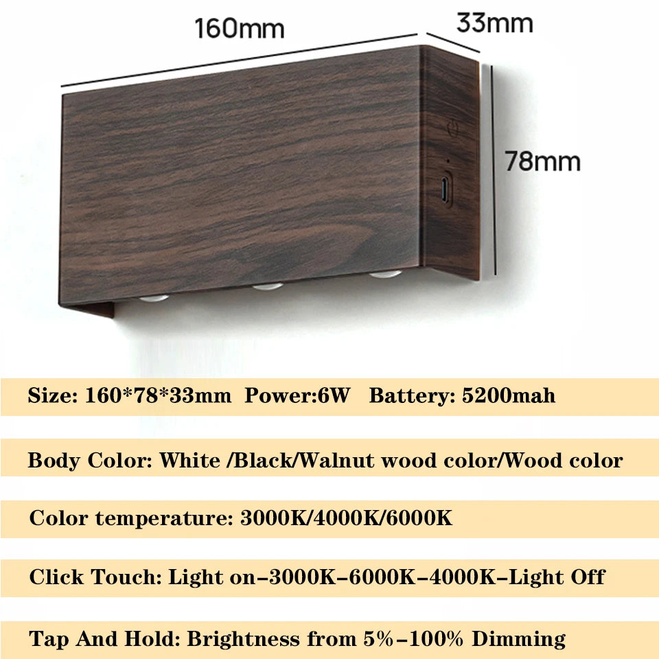 Rechargeable Touch Wall Lamp