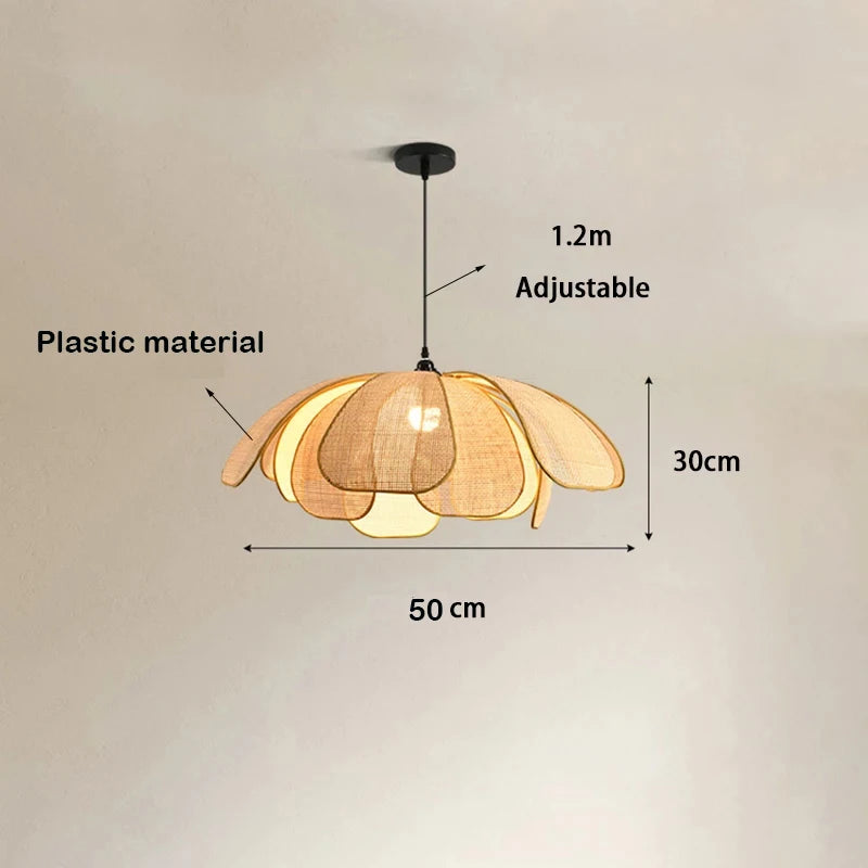 Rattan Lotus Flower Pendant Light