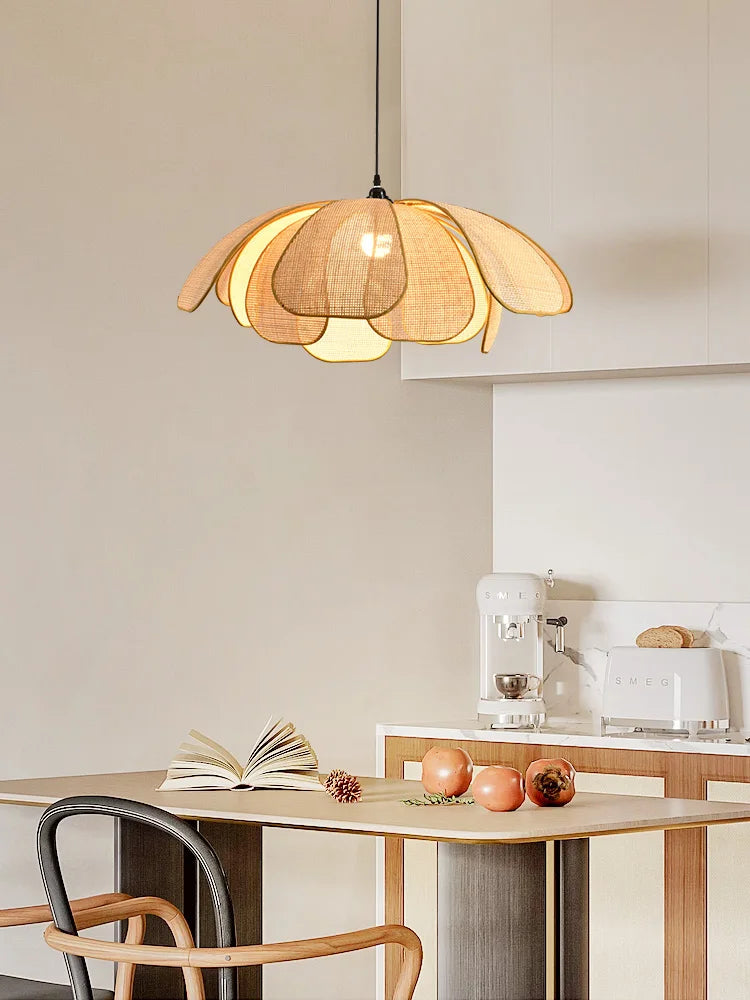 Rattan Lotus Flower Pendant Light
