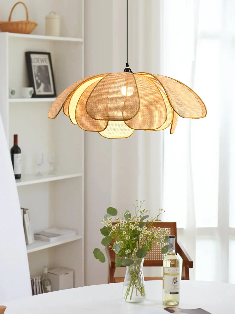 Rattan Lotus Flower Pendant Light