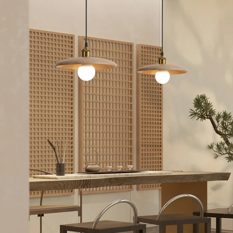 Verna Wooden Disc Pendant Light