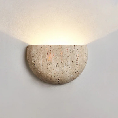 Half Moon Travertine Stone Wall Lamp