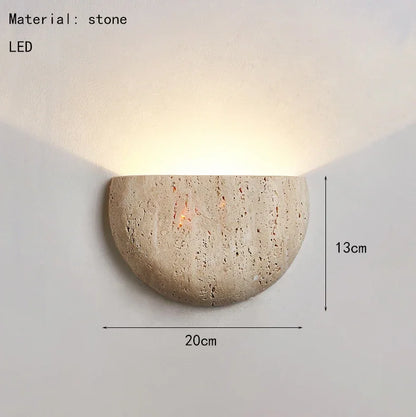 Half Moon Travertine Stone Wall Lamp