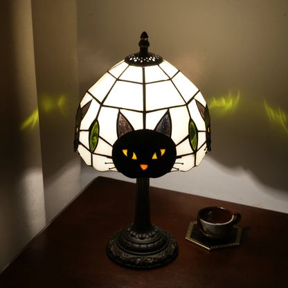 Tiffany Style Cat Themed Stained Glass Table Lamp