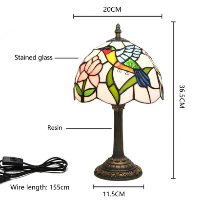 Tiffany Hummingbird Stained Glass Table Lamp