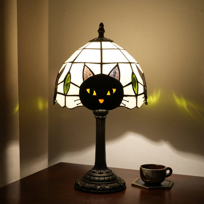 Tiffany Style Cat Themed Stained Glass Table Lamp