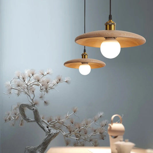 Verna Wooden Disc Pendant Light